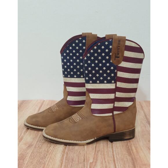 Twister Jacob Boy Kid Boots Zip Side Patriotic Flag Cowboy Size 2 - Picture 1 of 10